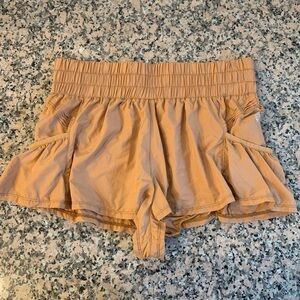 Free People Movement Get Your Flirt on High Rise 1” Shorts Tan M Medium Active